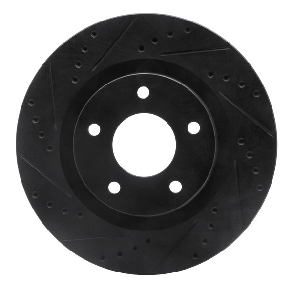 R1 07-25 Chrysler 200 Front Left Drilled & Slotted Black Brake Rotor - 633-39023L