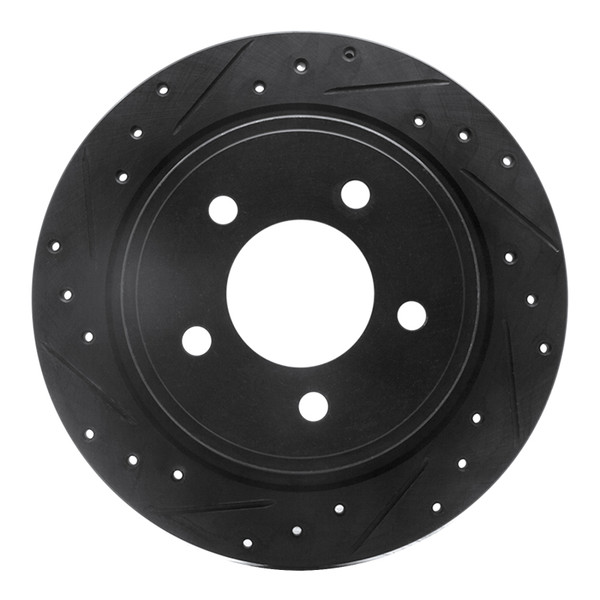 R1 04-08 Chrysler Pacifica Rear Left Drilled & Slotted Black Brake Rotor - 633-39028L