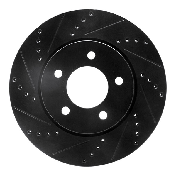 R1 04-08 Chrysler Pacifica Front Left Drilled & Slotted Black Brake Rotor - 633-39029L