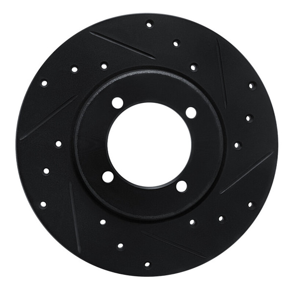 R1 78-83 Dodge Colt Front Right Drilled & Slotted Black Brake Rotor - 633-40000R