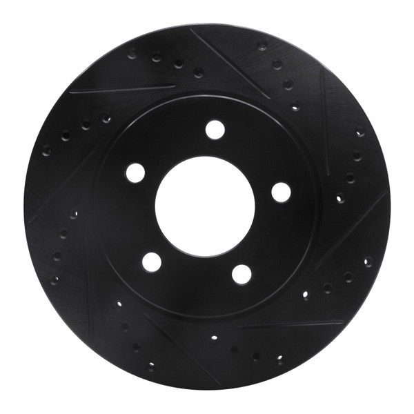 R1 98-00 Chrysler LHS Front Right Drilled & Slotted Black Brake Rotor - 633-40017R