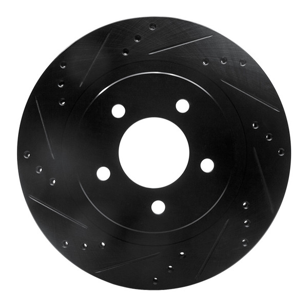 R1 98-04 Chrysler 300M Front Left Drilled & Slotted Black Brake Rotor - 633-40018L