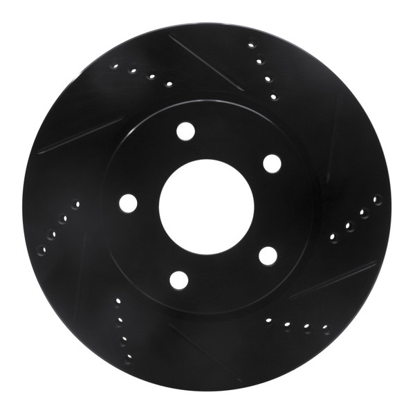 R1 07-17 Dodge CALIBER Front Right Drilled & Slotted Black Brake Rotor - 633-40024R
