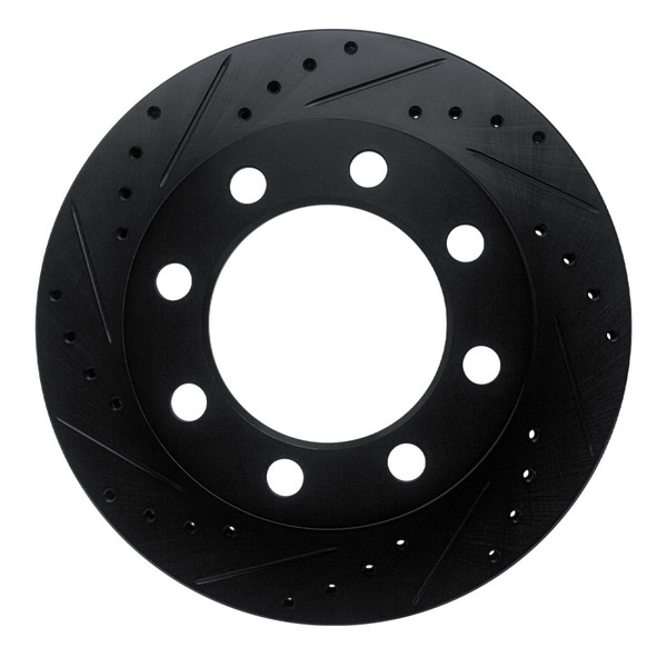 R1 89-93 Dodge D250 Front Left Drilled & Slotted Black Brake Rotor - 633-40072L