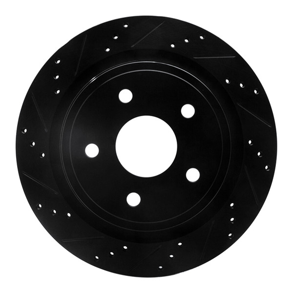 R1 02-24 Chrysler ASPEN Rear Left Drilled & Slotted Black Brake Rotor - 633-40095L