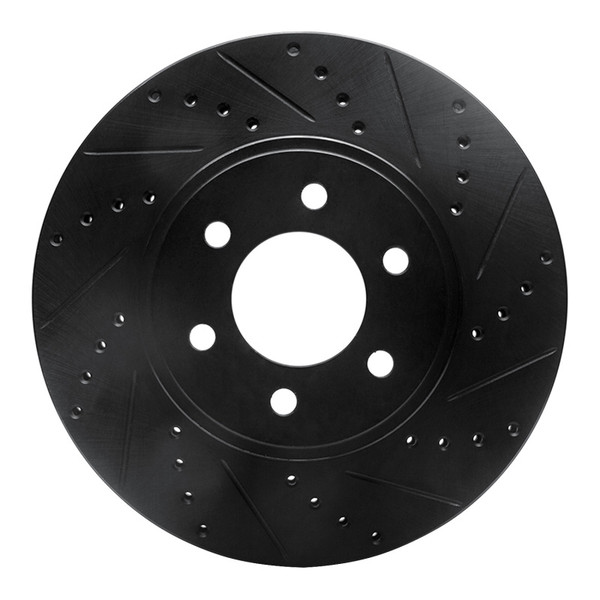R1 03-03 Dodge Durango Front Right Drilled & Slotted Black Brake Rotor - 633-40100R