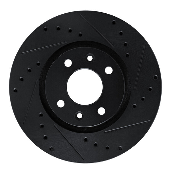 R1 88-89 Eagle Medallion Front Right Drilled & Slotted Black Brake Rotor - 633-41000R