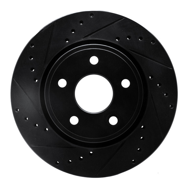 R1 05-10 Jeep Commander Front Left Drilled & Slotted Black Brake Rotor - 633-42000L