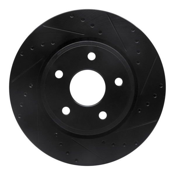 R1 05-10 Jeep Commander Front Right Drilled & Slotted Black Brake Rotor - 633-42000R