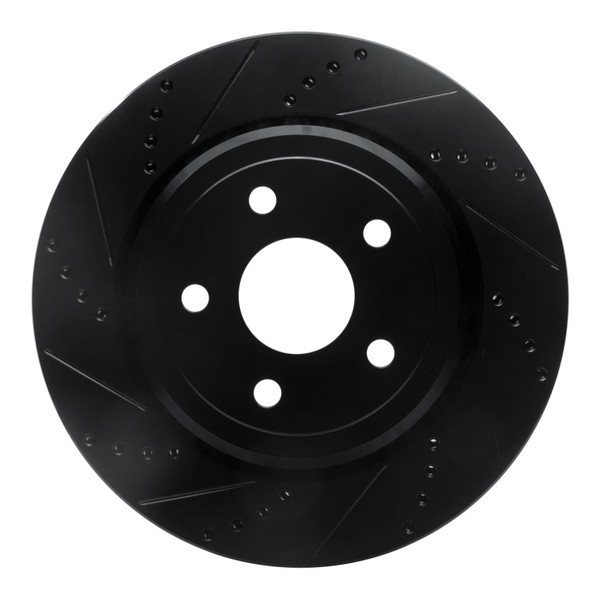 R1 2012-2025 Dodge Durango Rear Left Drilled & Slotted Black Brake Rotor - 633-42008L