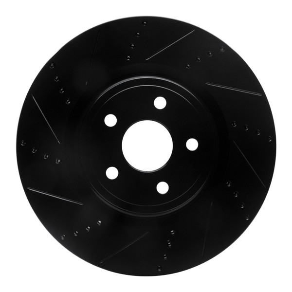 R1 2012-2025 Dodge Durango Front Left Drilled & Slotted Black Brake Rotor - 633-42009L