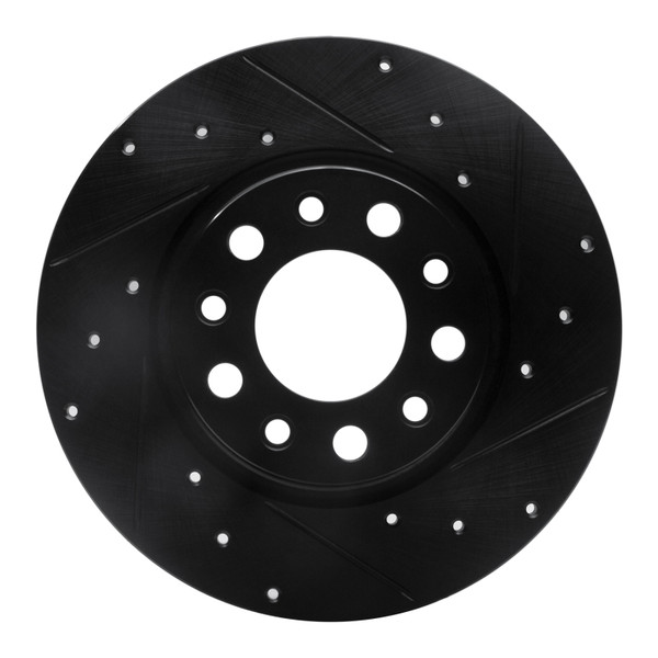 R1 2014-2022 Chrysler 200 Rear Right Drilled & Slotted Black Brake Rotor - 633-42012R