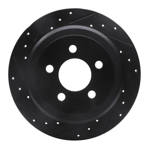 R1 07-12 Dodge Nitro Rear Left Drilled & Slotted Black Brake Rotor - 633-42019L