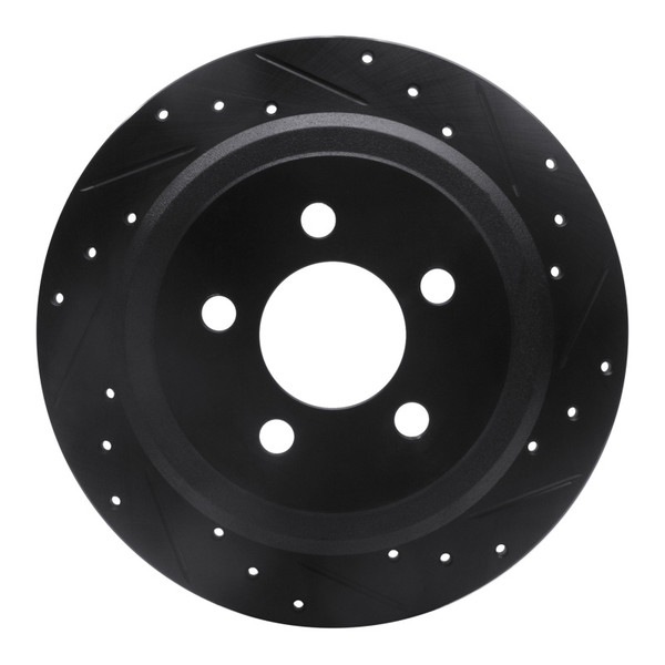 R1 07-12 Dodge Nitro Rear Right Drilled & Slotted Black Brake Rotor - 633-42019R