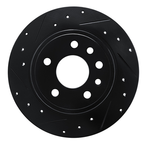 R1 97-01 Cadillac CATERA Rear Left Drilled & Slotted Black Brake Rotor - 633-46001L