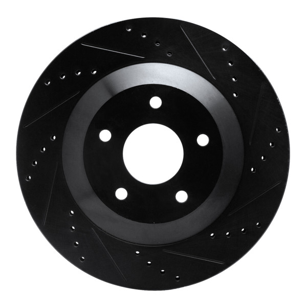 R1 97-09 Cadillac XLR Left Front Drilled & Slotted Black Brake Rotor - 633-46007D