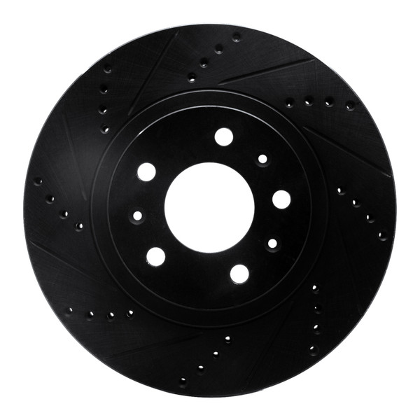 R1 03-07 Cadillac CTS Front Left Drilled & Slotted Black Brake Rotor - 633-46012L