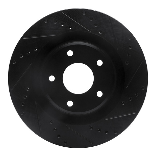 R1 05-13 Cadillac XLR Front Right Drilled & Slotted Black Brake Rotor - 633-46018R