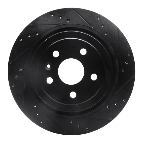 R1 08-14 Cadillac CTS Rear Right Drilled & Slotted Black Brake Rotor - 633-46026R