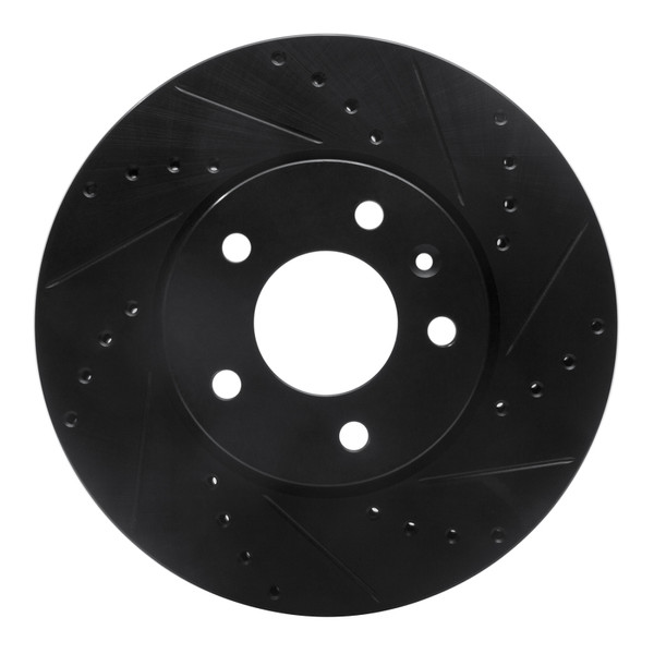 R1 13-25 Cadillac CT4 Front Right Drilled & Slotted Black Brake Rotor - 633-46033R
