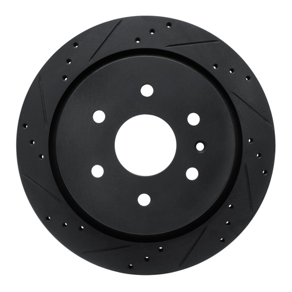 R1 13-19 Cadillac XTS Rear Left Drilled & Slotted Black Brake Rotor - 633-46034L