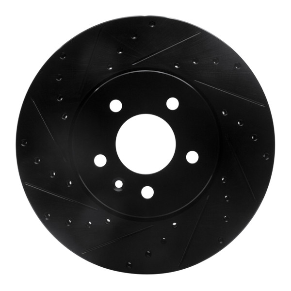 R1 13-25 Cadillac CT4 Front Left Drilled & Slotted Black Brake Rotor - 633-46035L