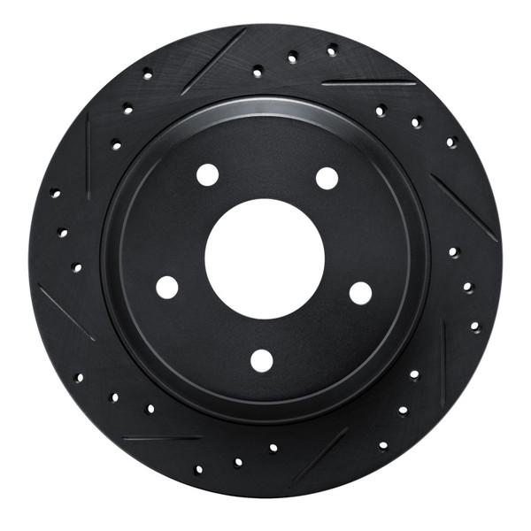 R1 84-87 Chevrolet Corvette Front Left Drilled & Slotted Black Brake Rotor - 633-47015L