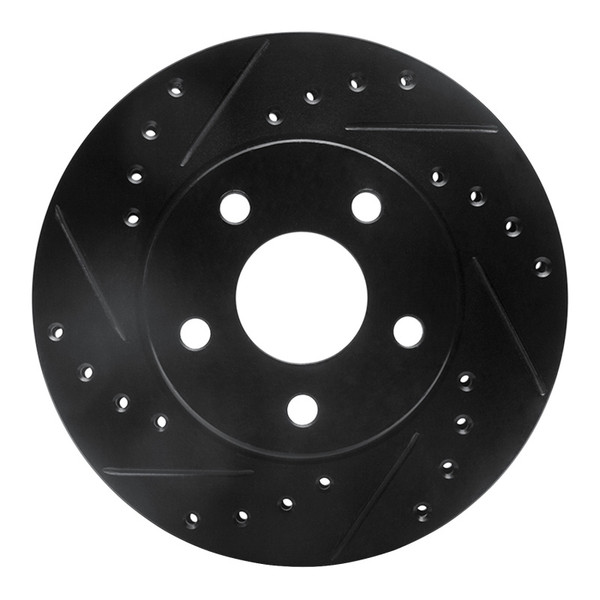 R1 85-91 Buick Skylark Front Left Drilled & Slotted Black Brake Rotor - 633-47018L