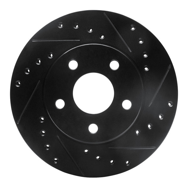R1 85-91 Buick Skylark Front Right Drilled & Slotted Black Brake Rotor - 633-47018R