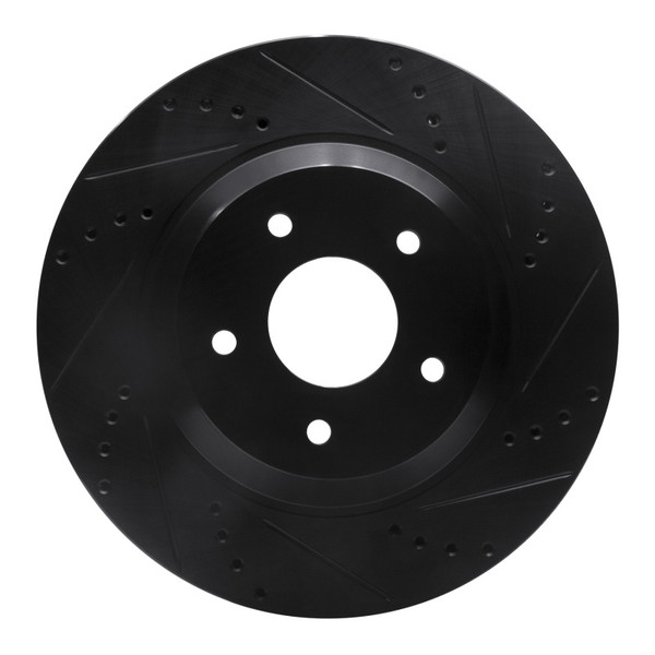R1 88-96 Chevrolet Corvette Left Front Drilled & Slotted Black Brake Rotor - 633-47023D