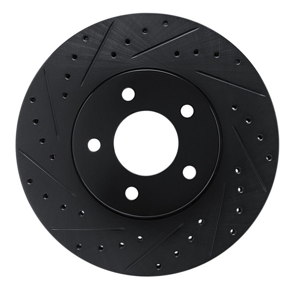 R1 01-07 Buick Rendezvous Front Left Drilled & Slotted Black Brake Rotor - 633-47067L
