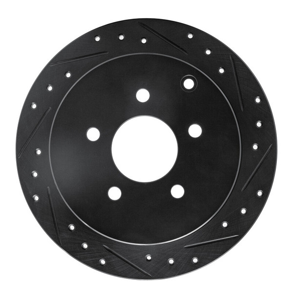R1 01-07 Buick Rendezvous Rear Right Drilled & Slotted Black Brake Rotor - 633-47068R