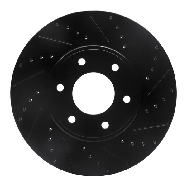 R1 06-09 Chevrolet Trailblazer Front Right Drilled & Slotted Black Brake Rotor - 633-47069R