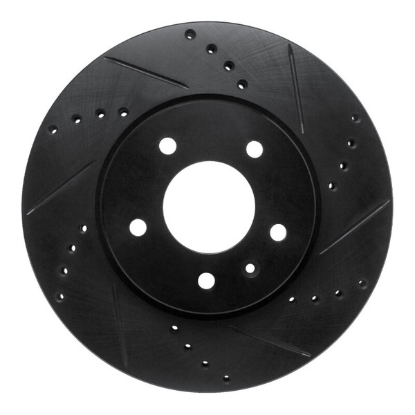 R1 07-15 Chevrolet Equinox Front Right Drilled & Slotted Black Brake Rotor - 633-47070R