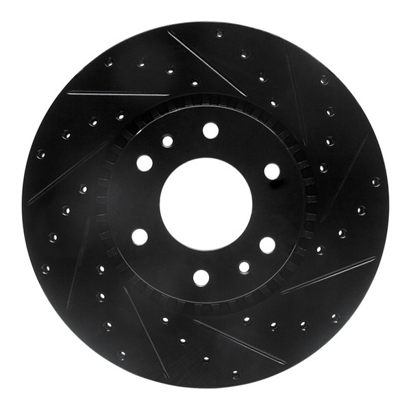 R1 02-09 Buick Rainier Front Right Drilled & Slotted Black Brake Rotor - 633-48046R