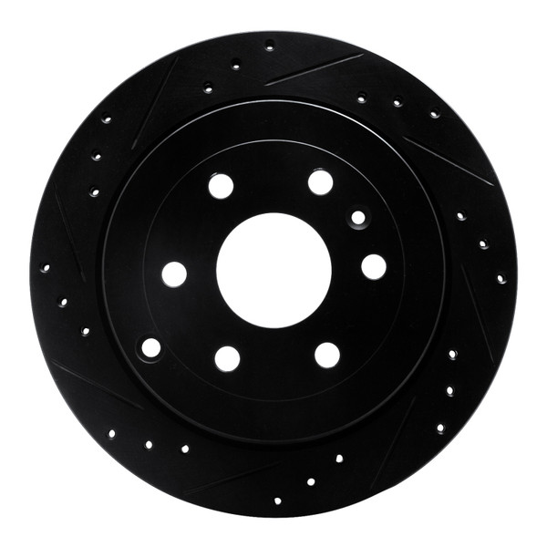 R1 07-17 Buick Enclave Rear Left Drilled & Slotted Black Brake Rotor - 633-48055L