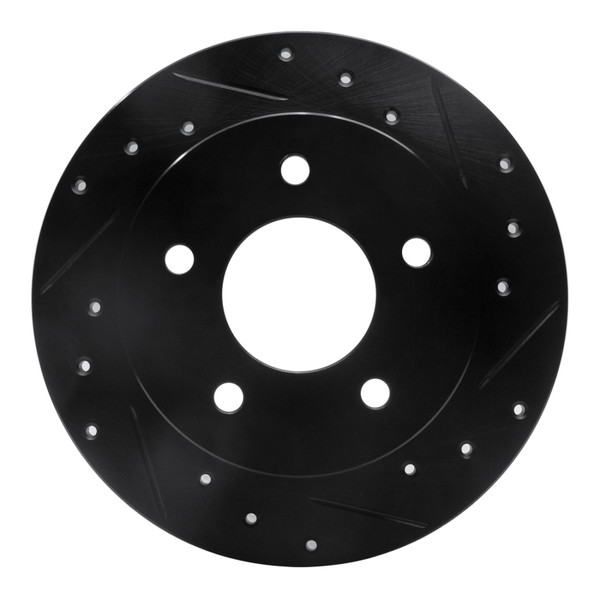 R1 84-88 Pontiac 6000 Rear Right Drilled & Slotted Black Brake Rotor - 633-52005R