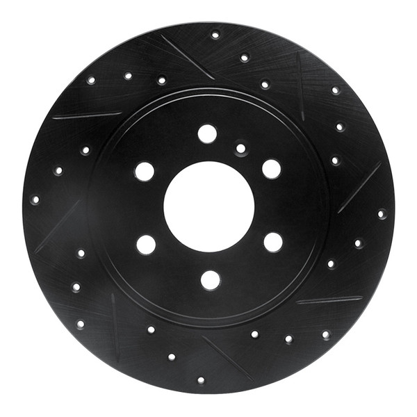 R1 06-09 Buick Terraza Rear Right Drilled & Slotted Black Brake Rotor - 633-52028R
