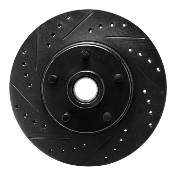 R1 68-70 Ford Fairlane Front Left Drilled & Slotted Black Brake Rotor - 633-54006L