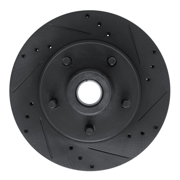 R1 73-73 Ford Country Squire Front Right Drilled & Slotted Black Brake Rotor - 633-54011R