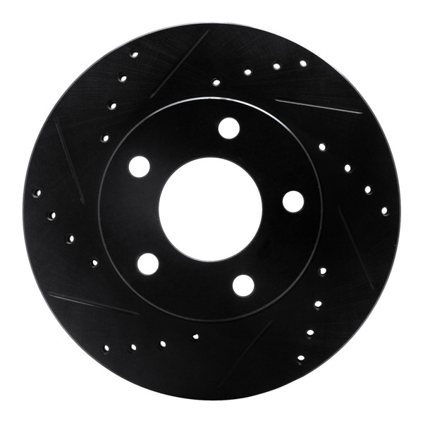 R1 75-80 Ford Granada Left Rear Drilled & Slotted Black Brake Rotor - 633-54017D