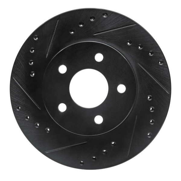 R1 89-90 Ford Thunderbird Front Left Drilled & Slotted Black Brake Rotor - 633-54027L