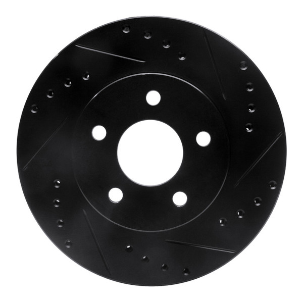 R1 89-90 Ford Thunderbird Front Right Drilled & Slotted Black Brake Rotor - 633-54027R