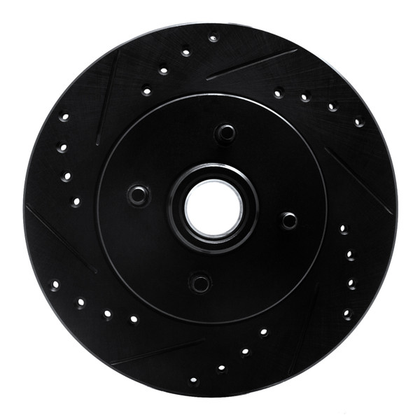 R1 87-88 Ford Thunderbird Front Left Drilled & Slotted Black Brake Rotor - 633-54028L