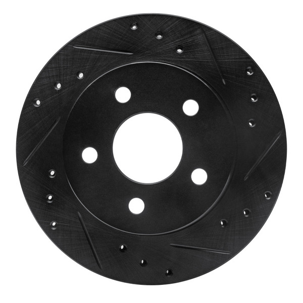 R1 93-98 Ford Thunderbird Rear Right Drilled & Slotted Black Brake Rotor - 633-54031R