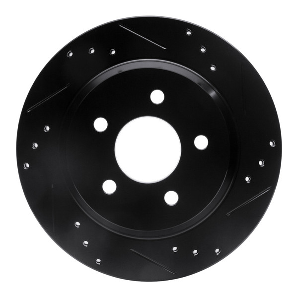 R1 94-04 Ford Mustang Rear Right Drilled & Slotted Black Brake Rotor - 633-54037R