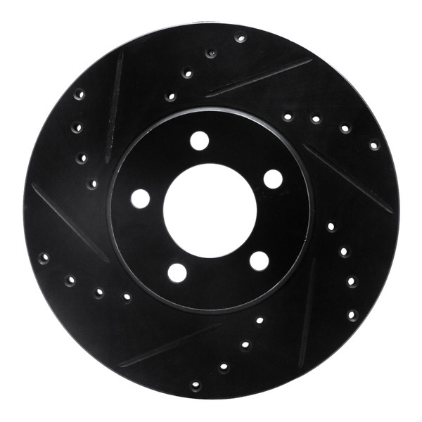 R1 93-07 Ford Thunderbird Front Left Drilled & Slotted Black Brake Rotor - 633-54038L