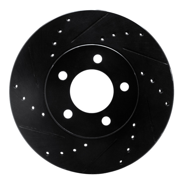 R1 91-00 Ford Thunderbird Front Left Drilled & Slotted Black Brake Rotor - 633-54039L