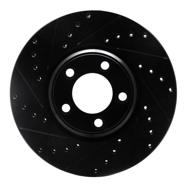 R1 00-06 Ford Thunderbird Front Left Drilled & Slotted Black Brake Rotor - 633-54044L