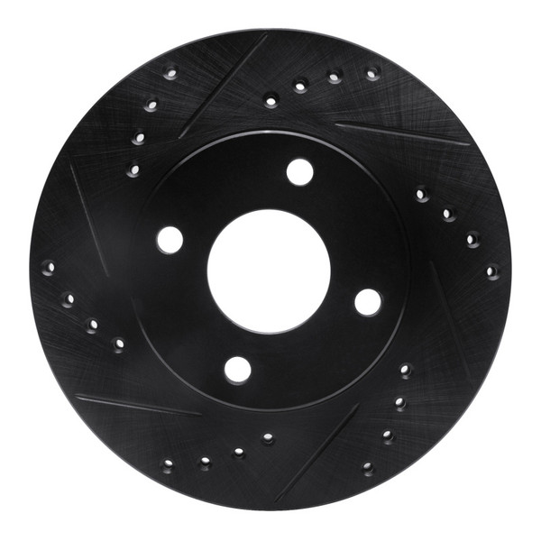 R1 00-15 Ford Focus Front Left Drilled & Slotted Black Brake Rotor - 633-54045L